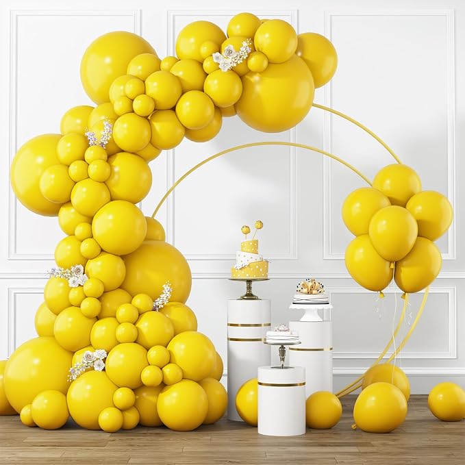 RUBFAC Yellow Balloons Different Sizes 105pcs 5/10/12/18 Inch Yellow Balloon by RUBFAC