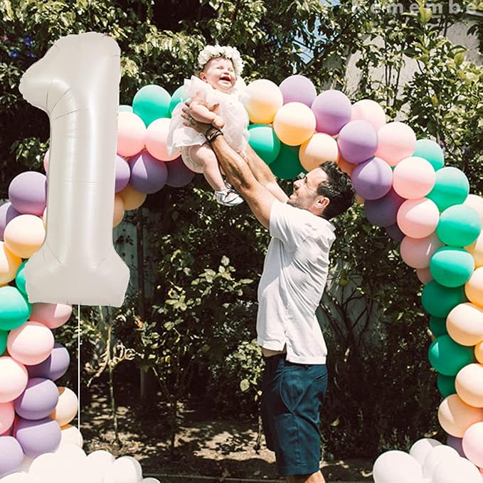 TONIFUL 40 Inch Cream White Large Numbers Balloon 0-9 Birthday Party Decor - Image 4