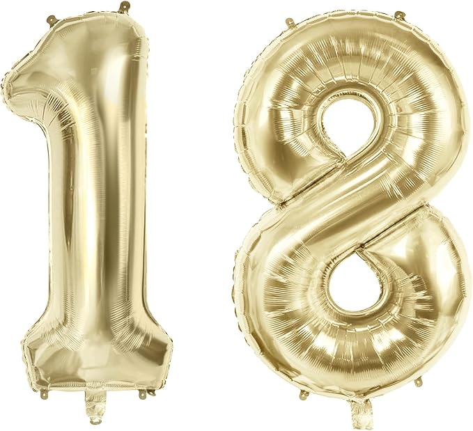 Number 18 Balloons for 18th Birthday Party Decorations, 40 Inch 0-100 by Joycard