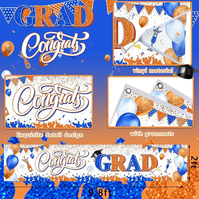 Congrats Grad Banner Decoration-Class of 2026 Banner, Graduation Party - Image 4