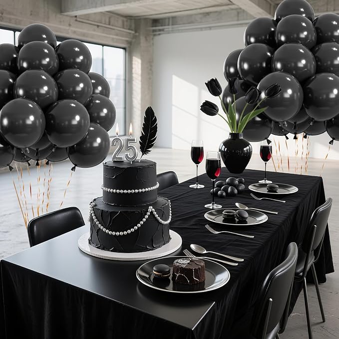 50pcs Black Balloons, Helium 12inch Black Party Balloons - Image 5