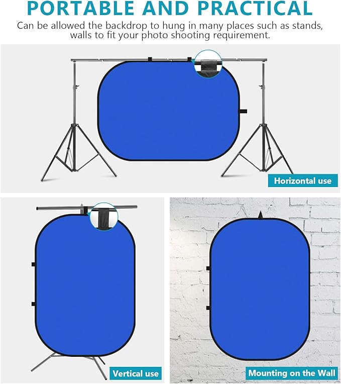 NEEWER 5x7ft/1.5x2m Chromakey Green Screen Blue Green 2 in 1 Double Sided Pop - Image 4