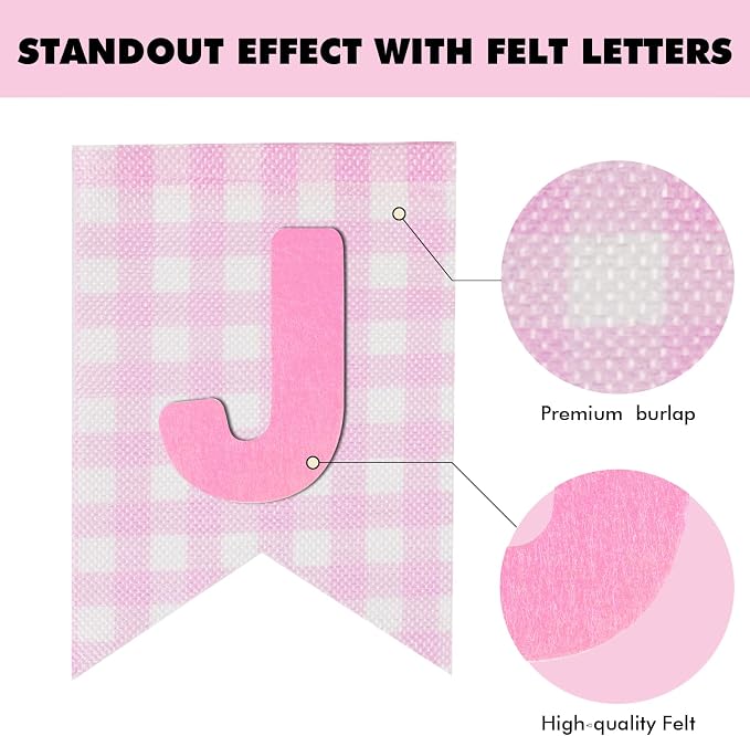 Custom Banner Kit, 28 Pink Printed Burlap Banner - Image 2