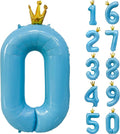 Blue Number 0 Balloon with Crown, 40 inch Blue Number Balloon 0th Birthday by Yeodong