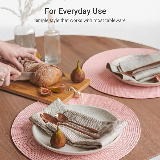 FunWheat Round Braided Placemats Set of 6 Place Mats - Image 5
