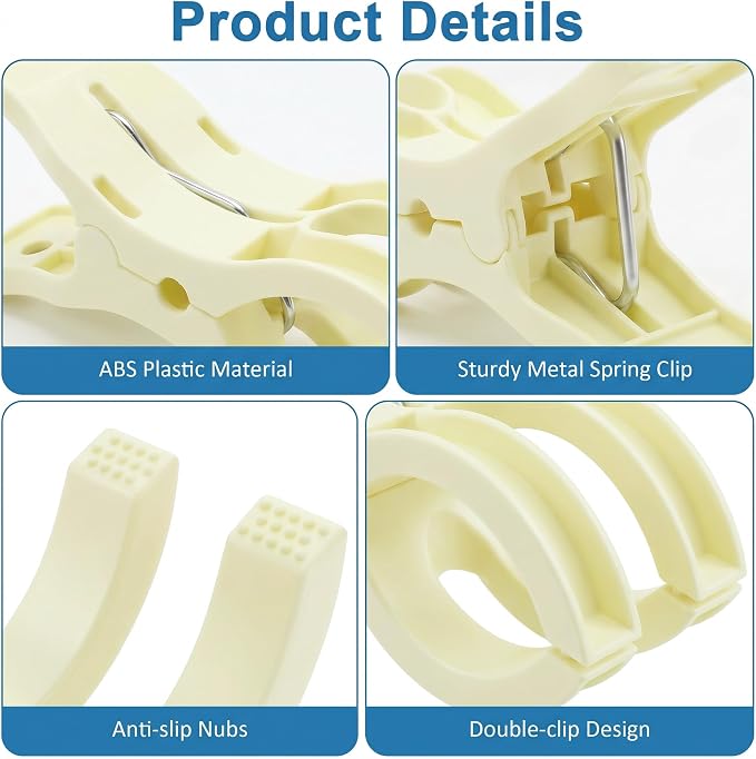 Putros 20 Pack Balloon Arch Clips 3.5 Inch Beige Spring Clamps - Image 3