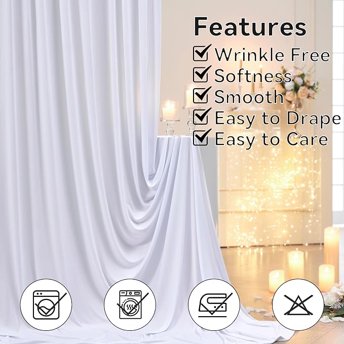 10ft×12ft Wrinkle Free White Backdrop Curtain - Image 4