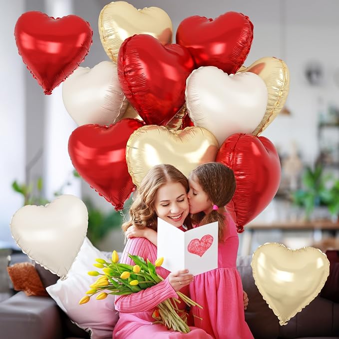 Red Gold Heart Balloons Foil - Image 5