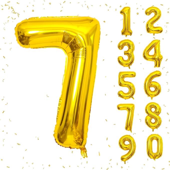 Gold 40 Inch Number 7 Balloon, Premium Mylar Foil Balloon by Unknown