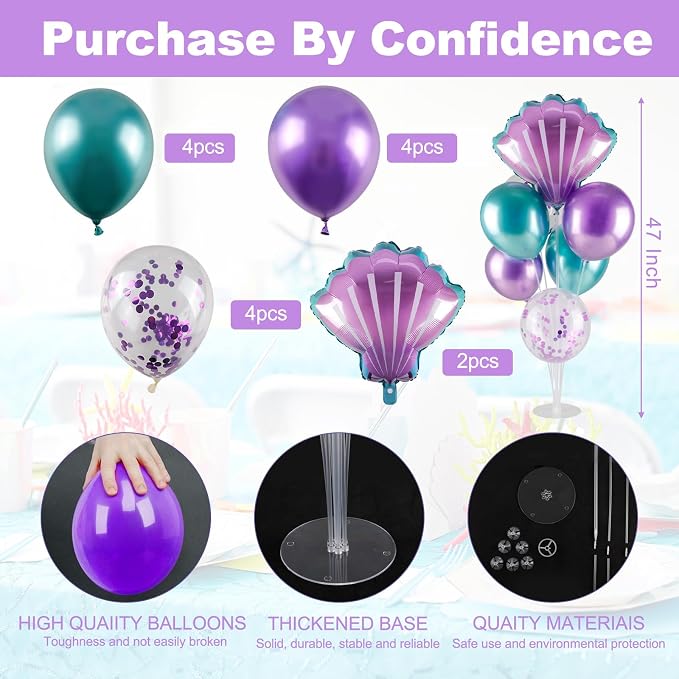 Mermaid Balloons Table Centerpiece 2 Sets Mermaid Balloon Stands | Table - Image 2
