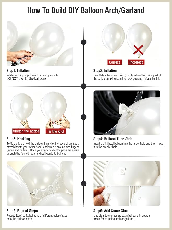 Pearl White Balloons 125 Pcs Different Sizes 18 12 10 5 Inch White Latex - Image 5