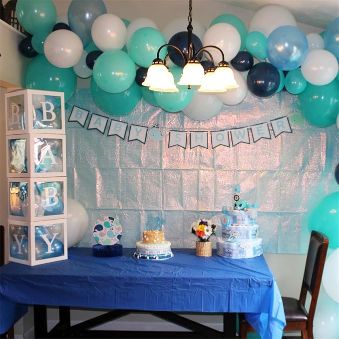 Blue White Balloons, Turquoise Blue White Aqua Balloon - Image 5