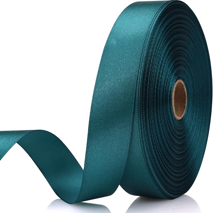 7/8 Inch 60 Yards Greenish Blue Satin Craft Ribbon-Single Face Polyester Ribbon by Unknown