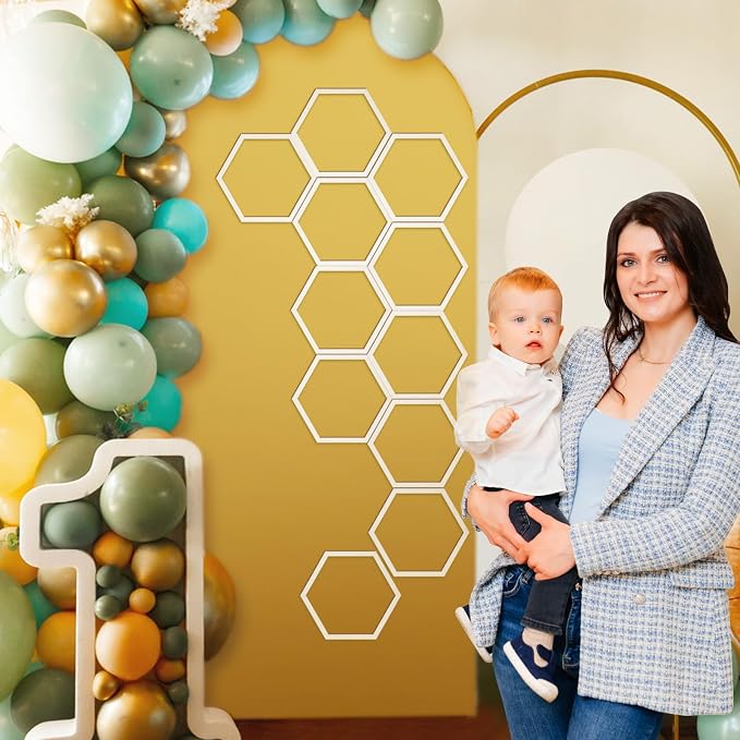 Gerrii 12 Pcs 9.5 Inch Honeycomb Decorations Unfinished Wooden Hexagon Wall - Image 6
