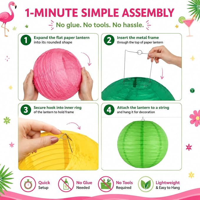 12 Pcs Paper Lanterns Party Decorations, 8 and 10 in Hanging Round Lantern Lamps - Image 4