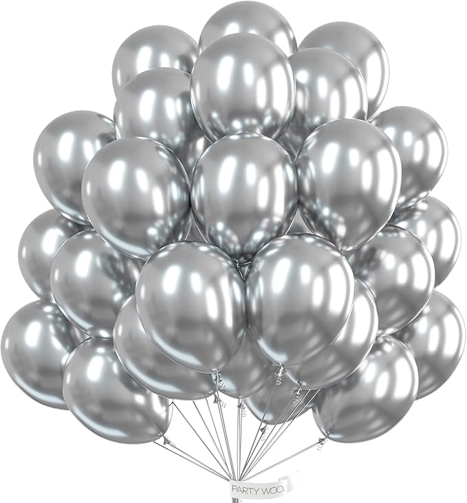 PartyWoo Silver Balloons 101pcs Silver Latex Helium Balloons 12 Inch | Birthday by PartyWoo
