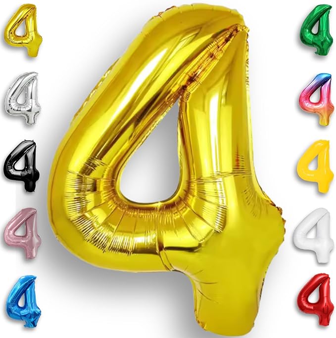 Gold Number Balloon 4 Mylar Foil Balloons 16 inch by Unknown