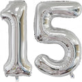 Silver 15 Balloon, 40 Inch Silver Number 15 Balloon Big Foil Mylar Helium by BBPOOL