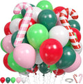 Christmas Balloons, Retro Green and Pink White Xmas Party Balloon by Paready