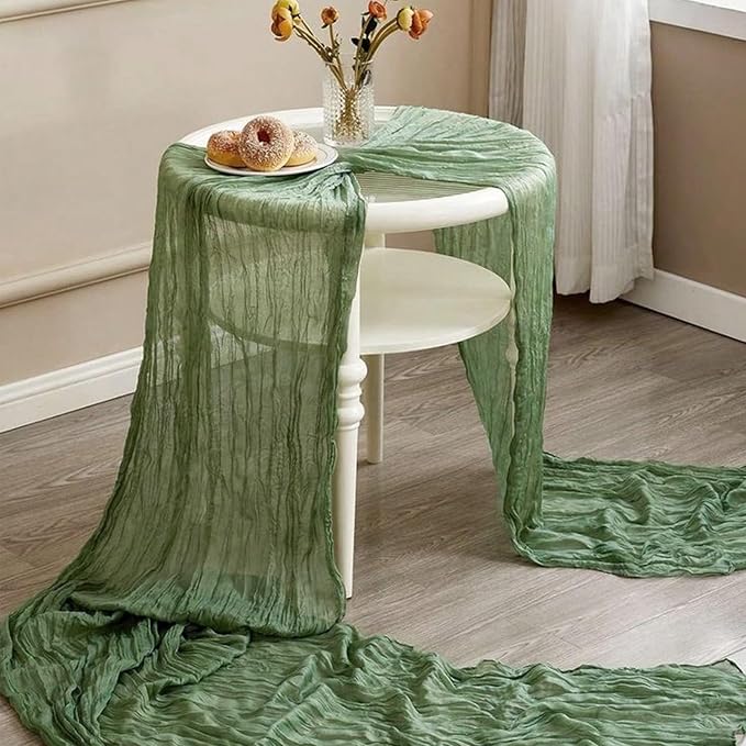 12Pack Sage Green Cheese Cloth Table Runner 20x120 inch Gauze Table Runner | - Image 6