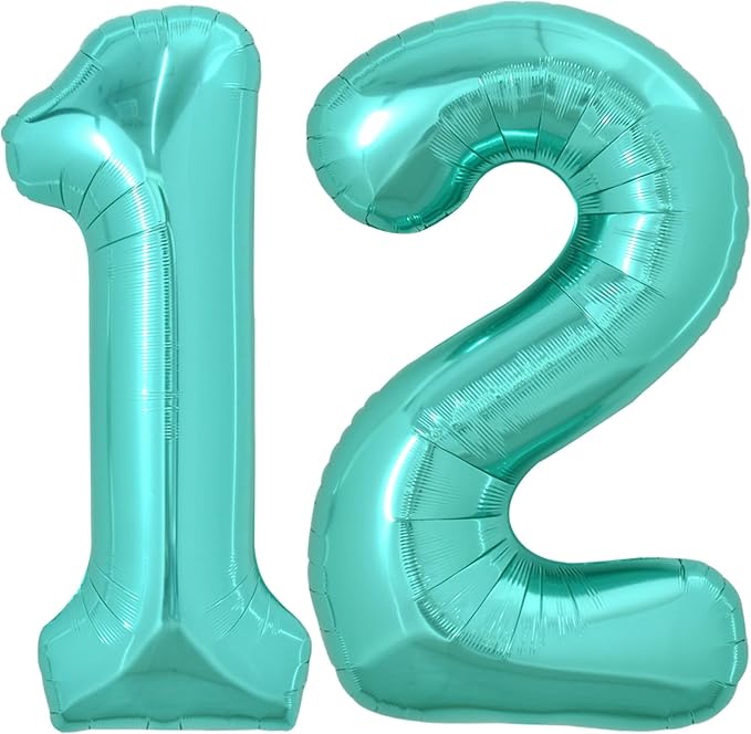 TONIFUL 40 Inch Large Teal Blue Number 12 Balloons Giant Digital 12 or 21 by TONIFUL