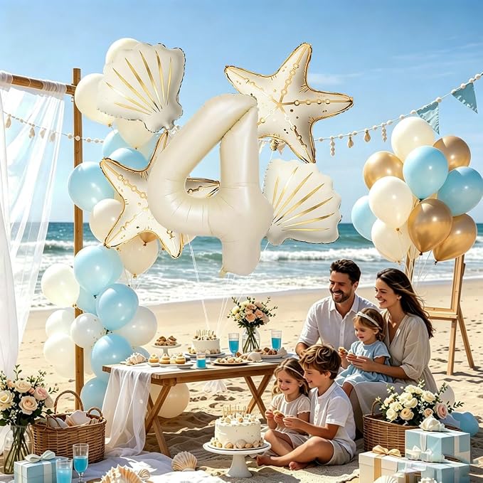 5 Pcs Starfish Seashell Balloons Set Under the Sea Party Decorations | 40 Inch - Image 6