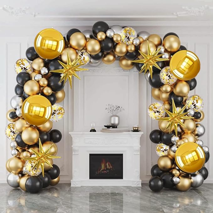 TONIFUL 8 Pcs 22Inch Gold Large 4D Giant Round and Star Balloons Explosion Star - Image 6