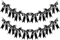 2 Strings of 16PCS Black Bow Garlands Banner Decoration, Pre-Strung Satin by Unknown