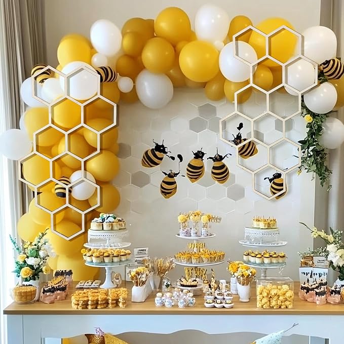 Silipull 2 Pcs 22 x 12 Inch Large Wood Honeycomb Decoration Honeycomb Wall - Image 5