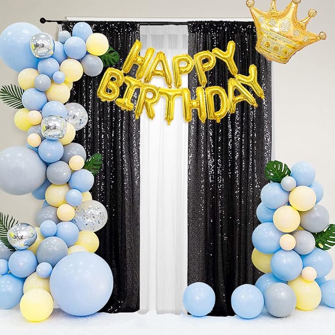 PartyDelight Black Sequin Backdrop Curtains 2x8ft 2 Panels | Sparkly 3mm sequins - Image 7