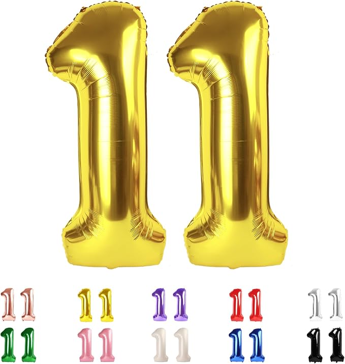 11 Balloon Numbers 40Inch for 11th Year Old Birthday Decorations, Inflation by Mluchee
