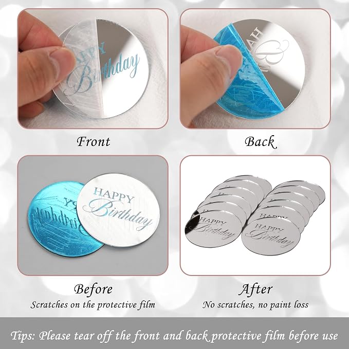 20pcs Silver Birthday Cupcake Toppers Acrylic Cake Picks - Image 3