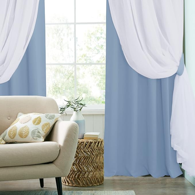 PONY DANCE Curtains for Living Room, 52-inch Wide, Shadow Blue - Image 6