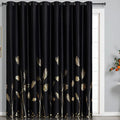 Wide Blackout Curtain for Sliding Door 100W x 96L Inch Gold Print Palm Thermal by ESTELARTEXTILER