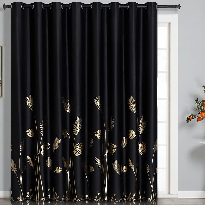 Extra Wide Black Blackout Curtain by ESTELARTEXTILER
