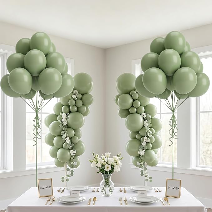 50pcs Sage Green Balloons, 12inch Matte Boho Green Balloons | Balloons - Image 3