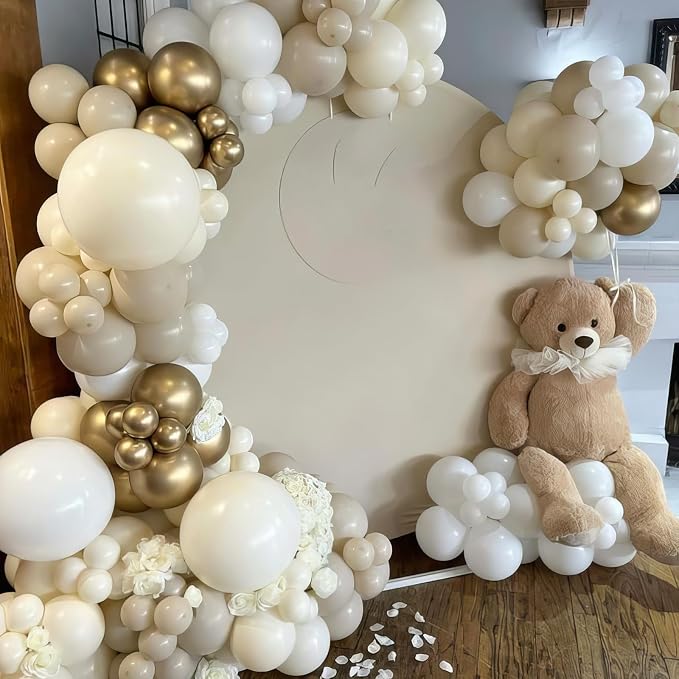 White and Gold Balloons, Double Stuffed Beige Balloons White Sand Gold Neutral - Image 4