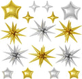 Gold Silver Star Balloons, 22/18/10 Inch Foil Balloons, Four-Pointed Balloon by Sowide