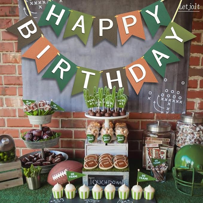 Letjolt Brown Happy Birthday Banner Handmade Tropical Theme 13pcs | Pre-Strung - Image 8