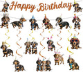 Dachshund Dog Birthday Banners Hanging Swirls Party Decor 10PCS | Dachshund by InIsaJace