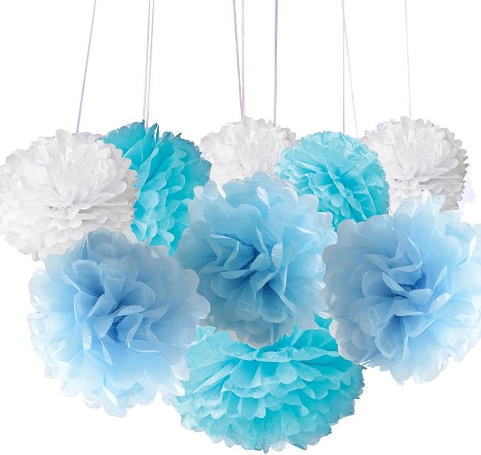 18pcs Tissue Hanging Paper Pom-poms, Hmxpls Flower Ball Wedding Party Outdoor - Image 2