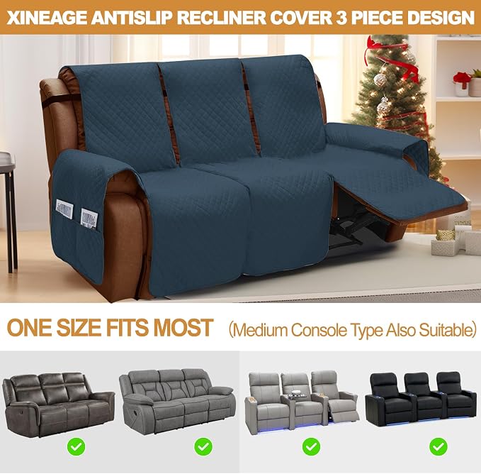 XINEAGE Water Resistant Recliner Cover, 3 seat Recliner Sofa Covers - Image 5