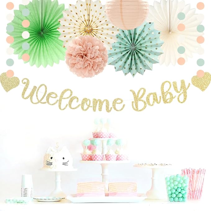Sage-Green Blush-Beige Baby Shower Party-Decorations - Image 5