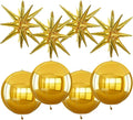 TONIFUL 8 Pcs 22Inch Gold Large 4D Giant Round and Star Balloons Explosion Star by TONIFUL