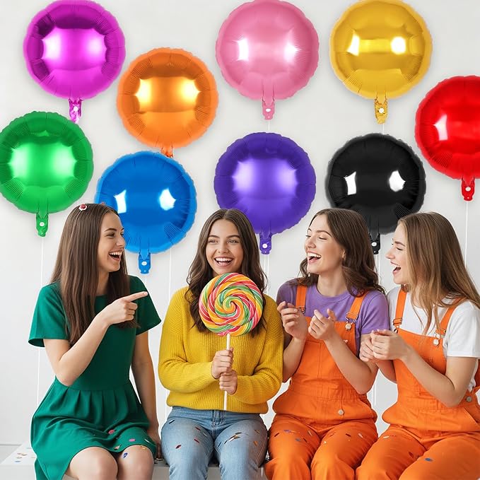 20 Pcs Colorful Round Balloons, 18 Inch Round Shaped Foil Balloon, Giant Circle - Image 5