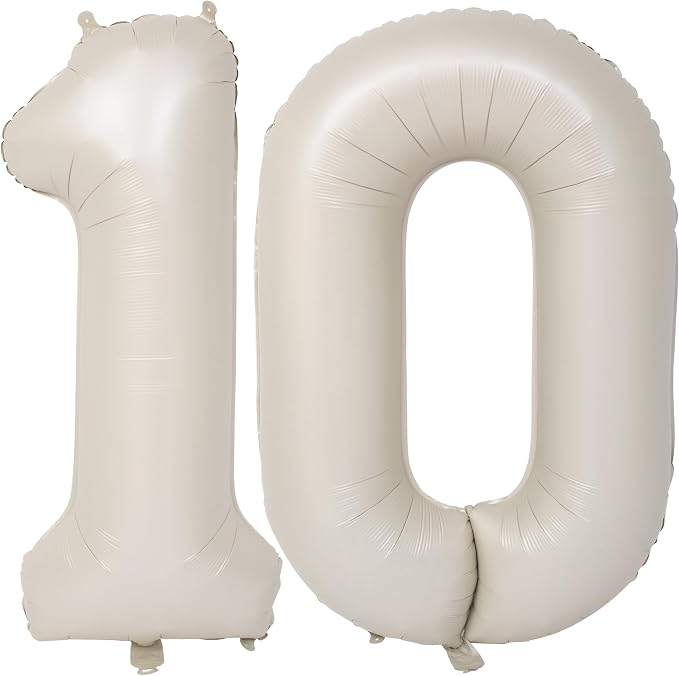 40 In Cream white Number Balloons Helium Foil Mylar Balloon Digital 10 | by Exquisitehighqualitypartydecorationstomeetyoureveryneed%EF%BC%81