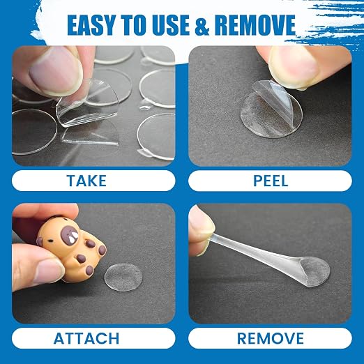 450Pcs Double Sided Adhesive Dots, 0.6"+0.8"+1" Clear No Trace Sticky Tac - Image 3