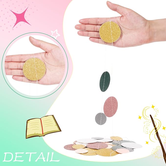 Outus 10 Pieces Colorful Circle Garland Banner Hanging Paper Dot Decorations - Image 3