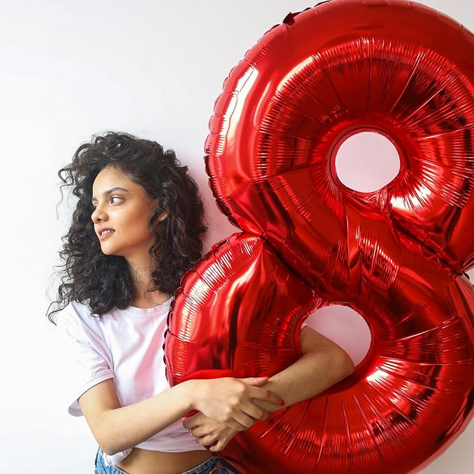 40 Inch Red Number Balloon 0-9, Large Foil Self-Sealing Number 4 Balloon - Image 3