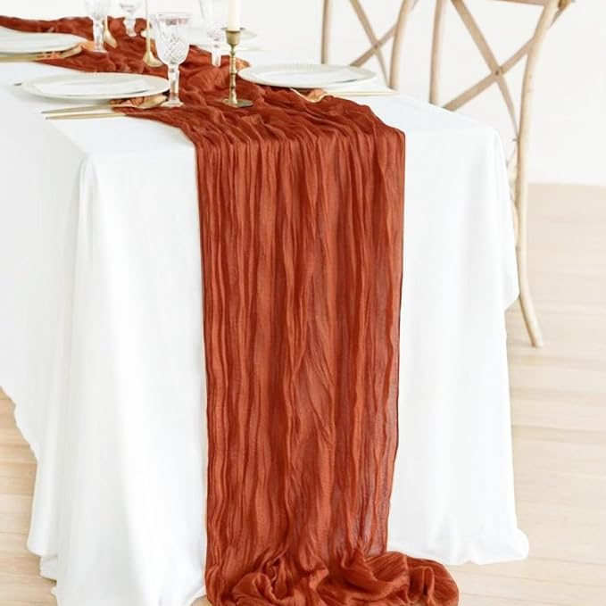 12Pack Terracotta Cheesecloth Table Runner 20x120inch Gauze Table Runners | - Image 2